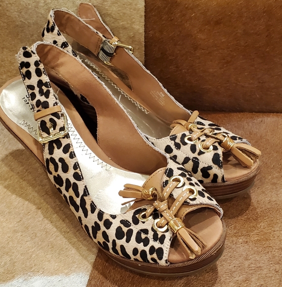 Sperry Shoes - Sperry Topsiders Calf hair Leopa Slingback Wedge 8